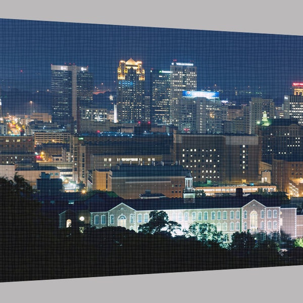 Birmingham Alabama Skyline stretched and mounted canvas