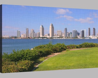 San Diego California Skyline stretched and mounted canvas