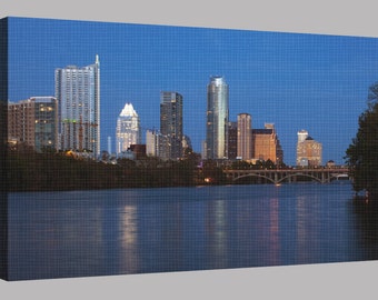 Austin Texas Skyline uppspänd och monterad duk