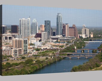 Austin Texas Skyline uppspänd och monterad duk