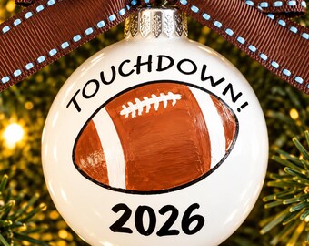 Personalized Hand Painted Football Ornament - Sports Ornament
