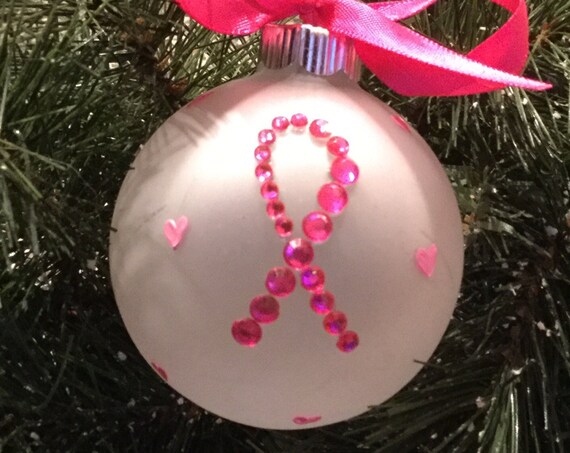 Breast Cancer Ornament, Christmas Ornament, Pink Ribbon, Cancer Survivor, Cancer Awareness, Awareness Ribbon, Personalized
