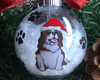 Personalized Hand Painted King Charles Cavalier Dog Christmas Ornament