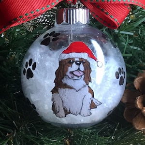 Personalized Hand Painted King Charles Cavalier Dog Christmas Ornament