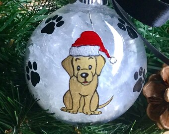 パーソナライズされた手描きのラブラドールレトリバー犬のクリスマスオーナメント