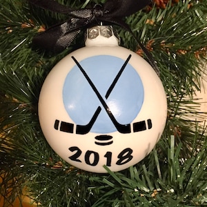 Personalized Hockey Ornament – Glass Sports Ornament, Gift Boxed