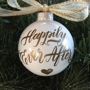Personalized &quot;Happily Ever After&quot; Ornament - Wedding Gift Ornament - Anniversary Gift Ornament