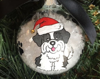 Personalized Hand Painted Shih Tzu Dog Christmas Ornament