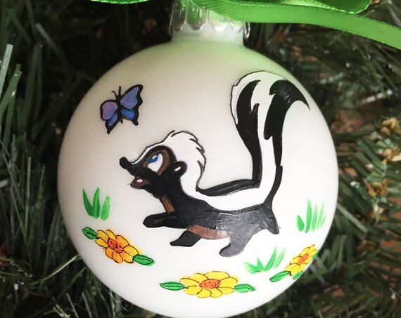 Personalized Hand Painted Skunk Christmas Ornament