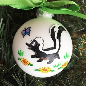 Personalized Hand Painted Skunk Christmas Ornament