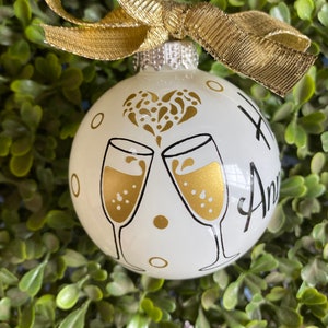 Personalized Anniversary Ornament: Champagne Toast Keepsake