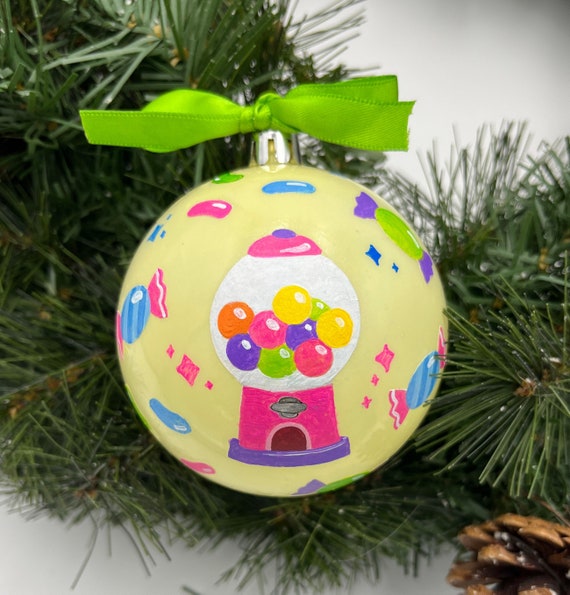 Personalized Hand Painted Candy / Gumball Shatterproof Christmas Ornament