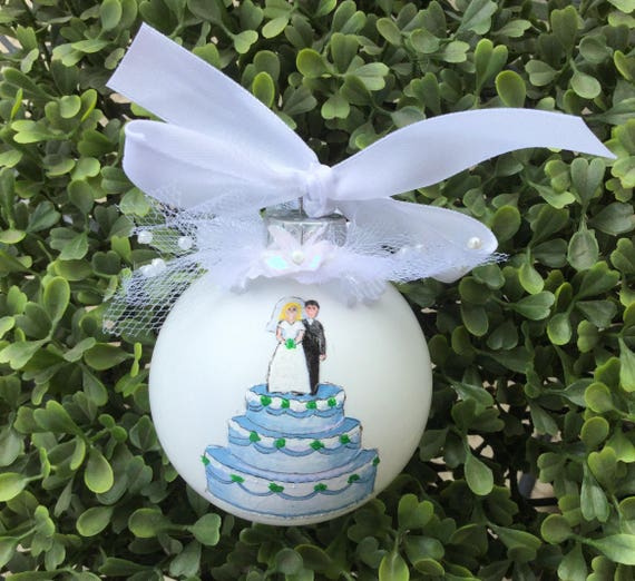Personalized Hand Painted Wedding Ornament - Wedding Cake Ornament