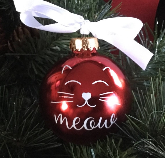 Cat Face Christmas Ornament - Personalized Cat Ornament