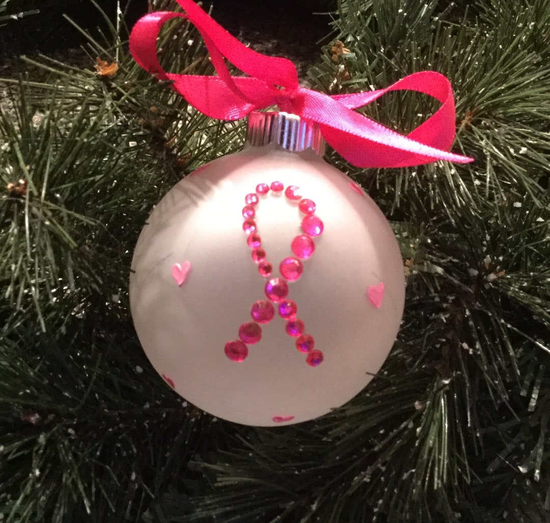 Breast Cancer Ornament Christmas Ornament Pink Ribbon - Etsy