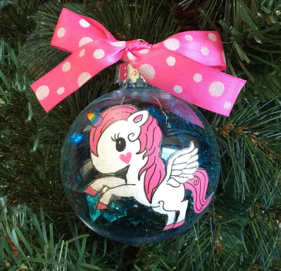 Personalized Hand Painted Unicorn Christmas Ornament