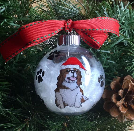 Personalized Hand Painted King Charles Cavalier Dog Christmas Ornament