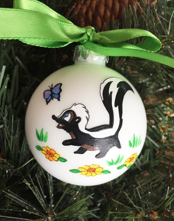 Personalized Hand Painted Skunk Christmas Ornament