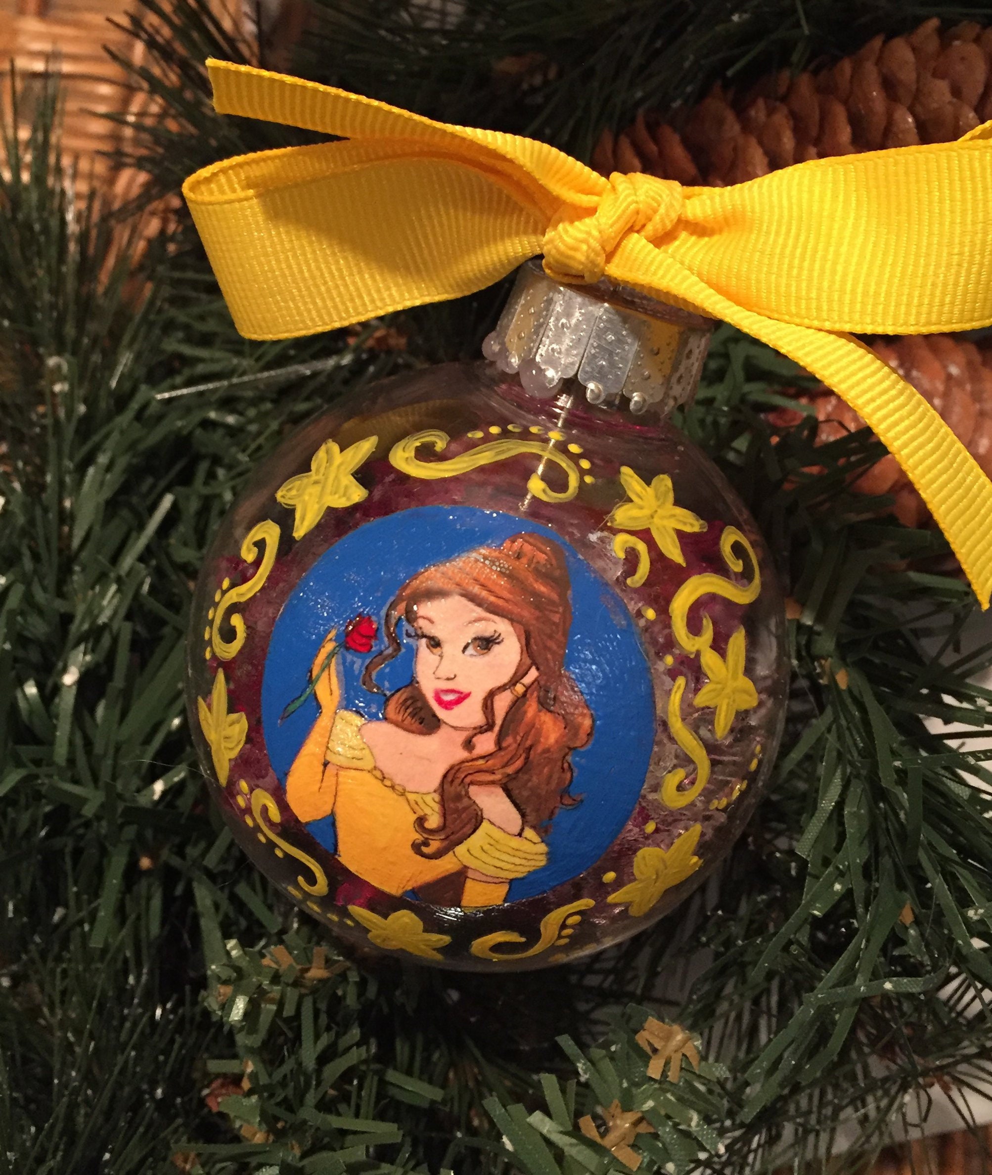 Personalized Belle Shatterproof Ornament Disney Princess Inspired