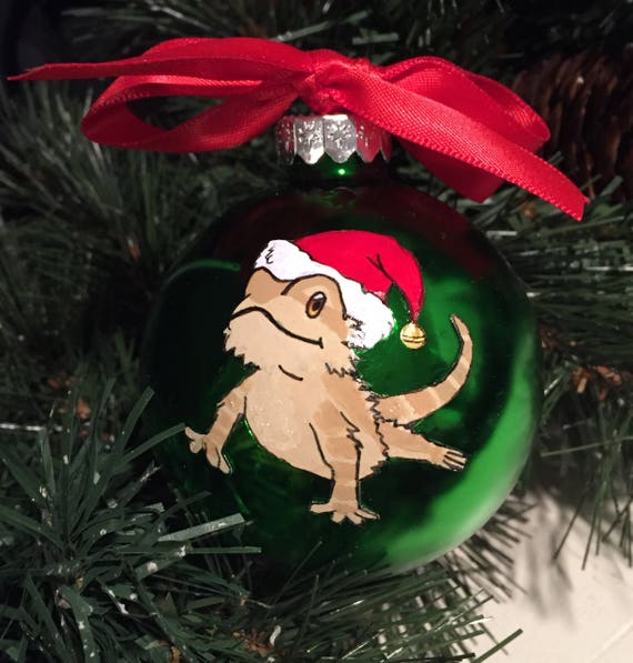 Personalized Hand Painted Bearded Dragon Christmas Ornament