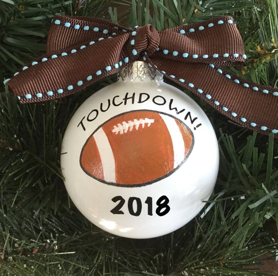 Personalized Hand Painted Football Ornament - Sports Ornament