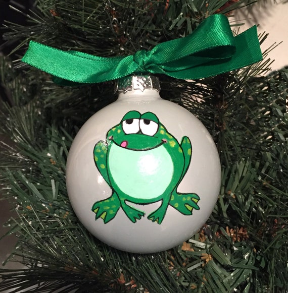 Personalized Hand Painted Frog Christmas Ornament