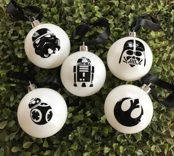 Personalized Set of Five Star Wars Inspired Silhouette Christmas Ornaments
