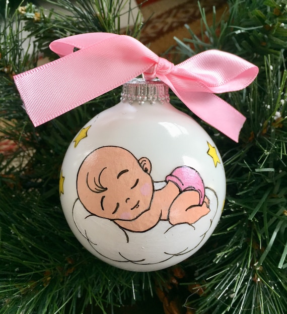 Personalized Baby Sleeping on a Cloud Ornament for Girl or Boy -  New Baby Ornament - Baby Shower Gift - Baby's First Christmas