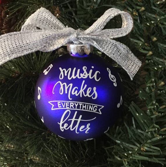 Personalized "Music Makes Everything Better" Glass Ornament