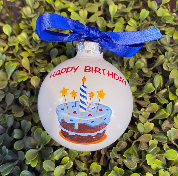 Personalized Happy Birthday Ornament - Birthday Cake Ornament