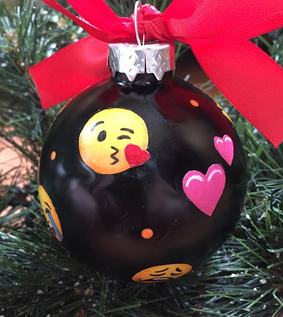 Hand Painted Emoji Christmas Ornament