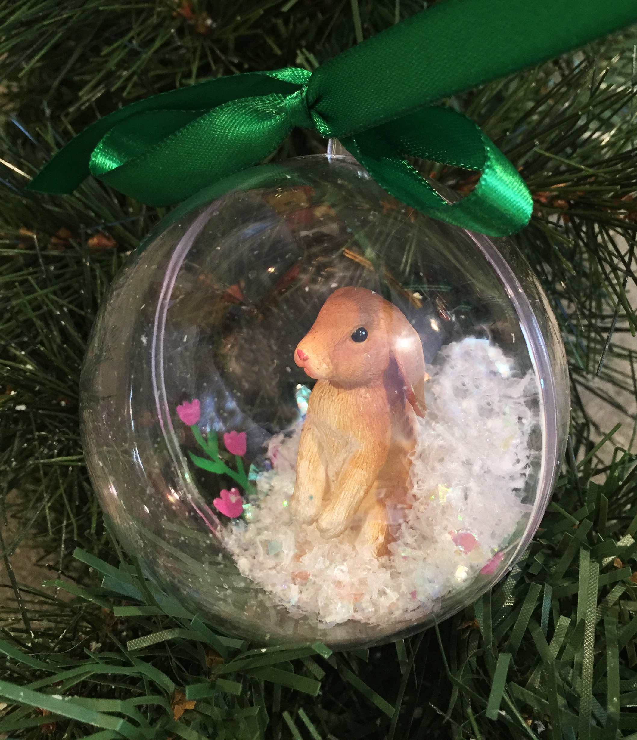 Personalized Snow Globe Bunny Ornament