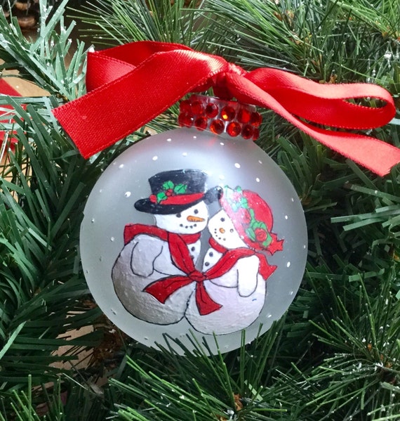 Personalized Snowman Couple Christmas Ornament