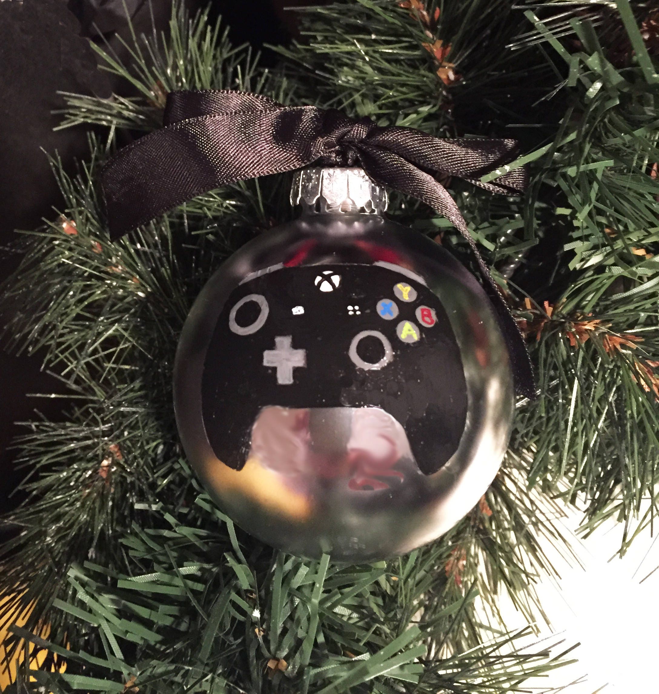 Personalized Game Controller Christmas Ornament  Black Xbox One