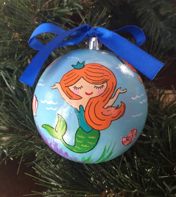 Personalized Hand Painted Mermaid Shatterproof Christmas Ornament