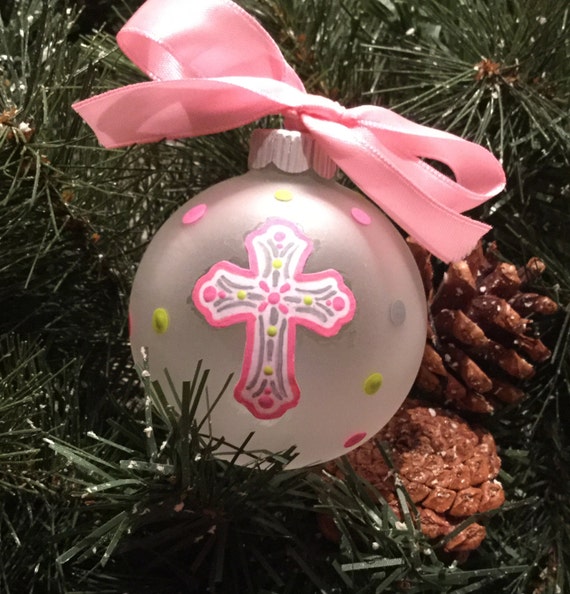 Personalized Baptism Cross Ornament for Girl or Boy