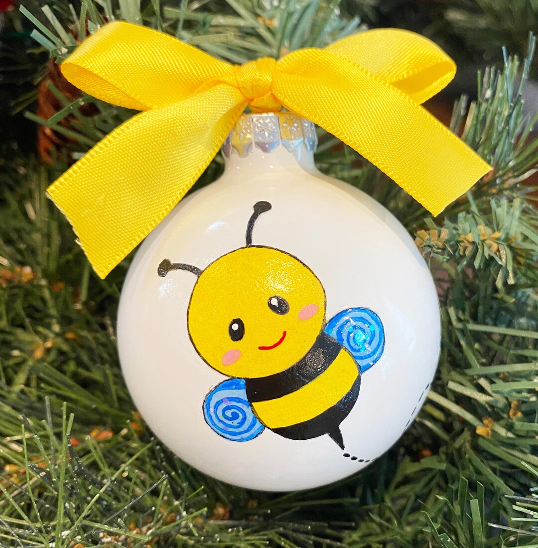 Gold Bumble Bee Christmas Tree Decoration, Handpainted Personalised Hanging  Decoration, Holiday Tree Decor, Tree Ornament, Bombus Ornament 
