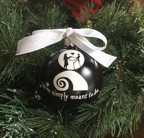 Personalized Glass Wedding Ornament - Wedding Gift - Nightmare Before Christmas Ornament - Jack and Sally Ornament