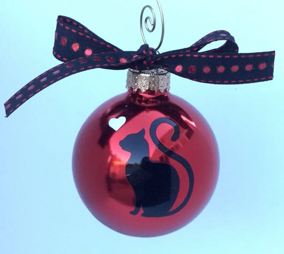 Cat Silhouette Christmas Ornament - Personalized Cat Ornament