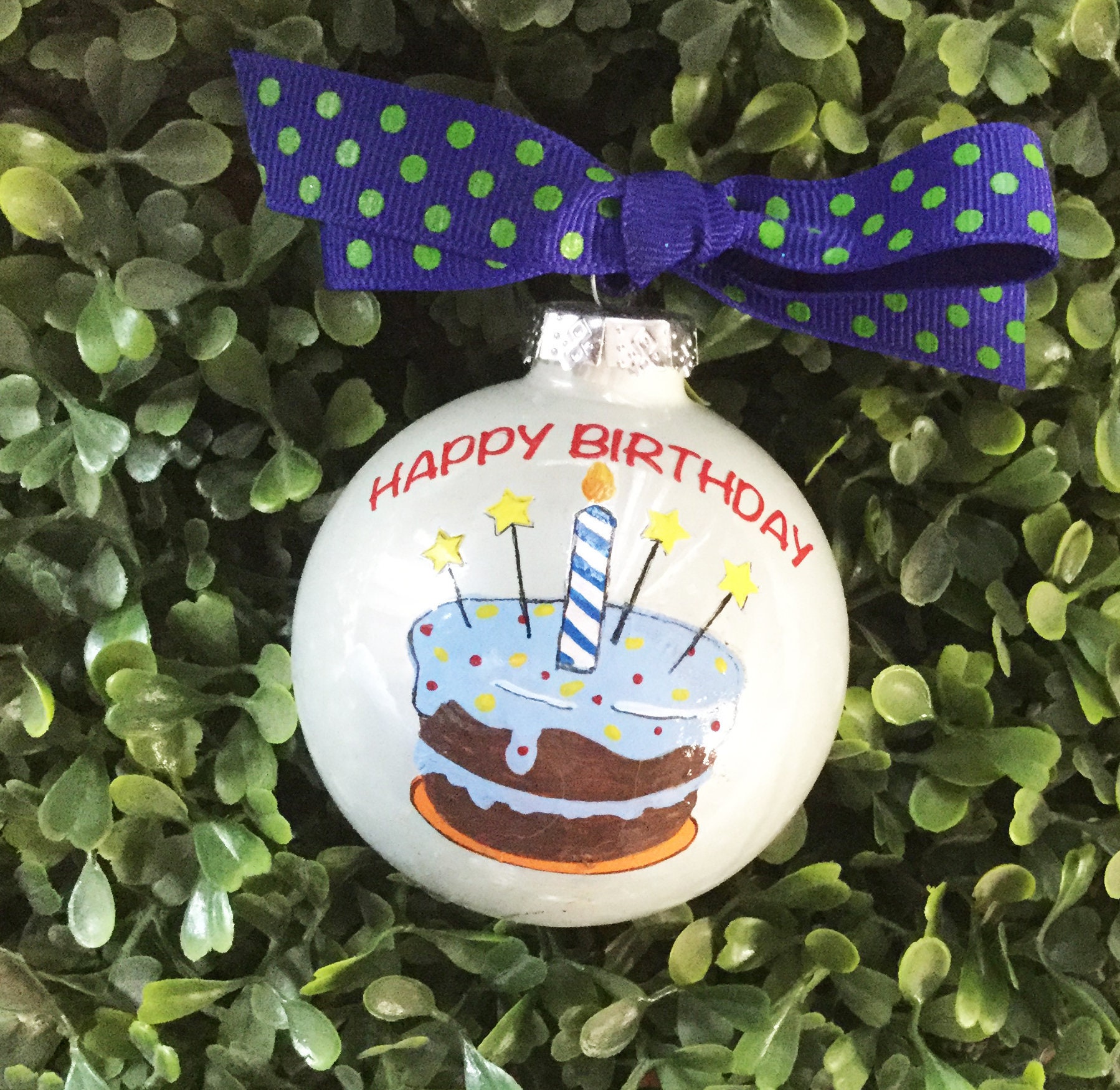 Personalized Happy Birthday Ornament - Birthday Cake Ornament