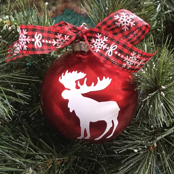 Moose Christmas Ornament - Personalized Moose Silhouette Christmas Ornament