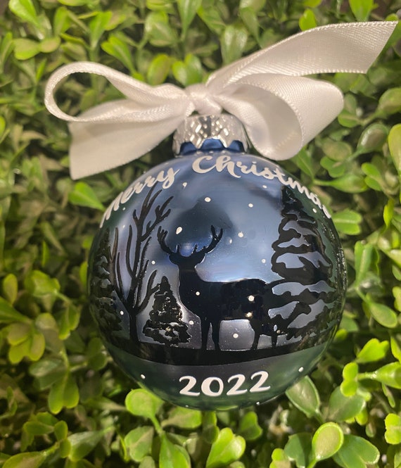 Reindeer Silhouette Christmas Ornament - Personalized Reindeer Ornament