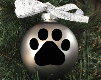 Personalized Paw Print Christmas Ornament - Dog Paw Print Ornament