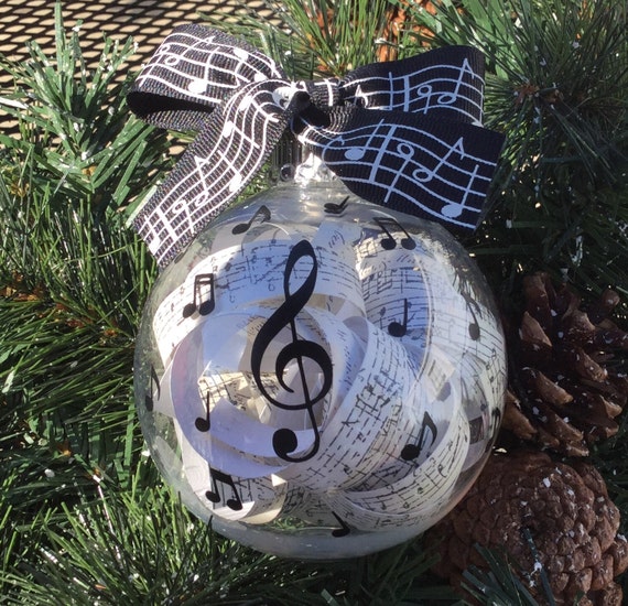 Personalized Music Themed Ornament - Glass Music Themed Christmas Ball- Ornament for Music Teacher - Musical Notes