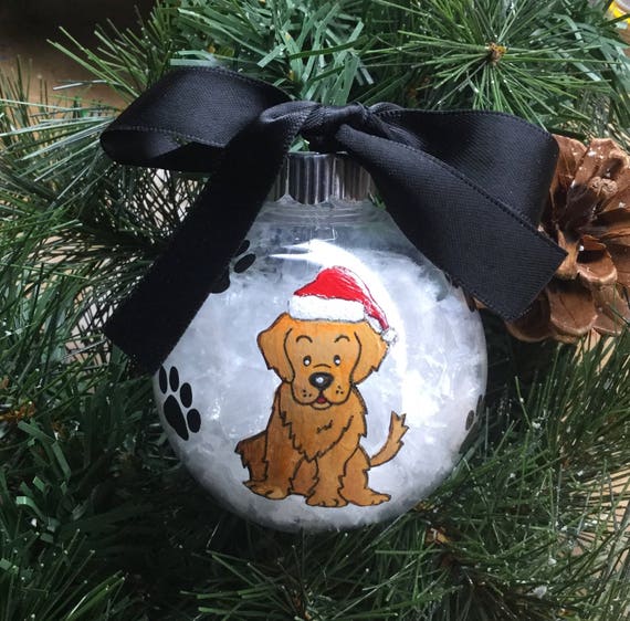 Personalized Hand Painted Golden Retriever Dog Christmas Ornament