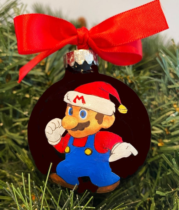 Personalized Hand Painted Mario Christmas Ornament - Video Game Ornament