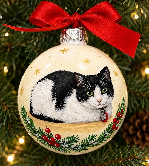 Custom Pet Portrait Ornament, Hand Painted from Photo, Personalized Christmas Gift