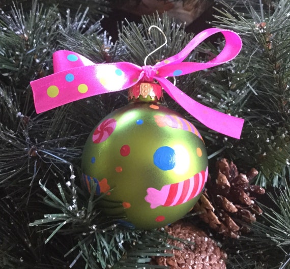 Personalized Candy Handpainted Christmas Ornament