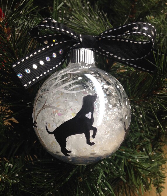 Dogs Playing in Snow Christmas Ornament - Handpainted Ornament