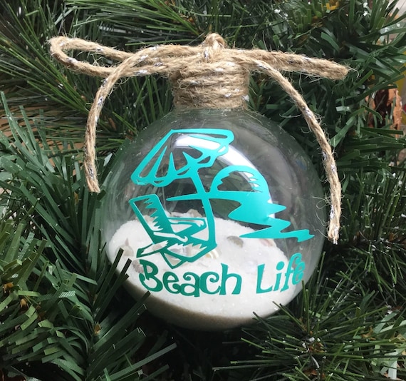 Personalized "Beach Life" Ornament - Sand and Seashell Ornament - Summer Ornament